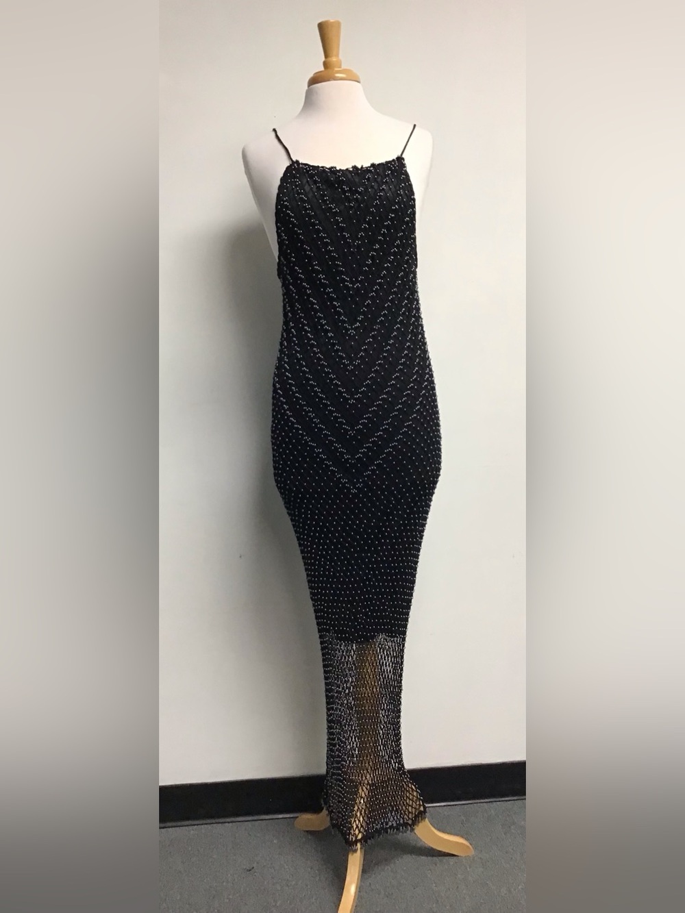 bebe Black Dress with Beaded Trim